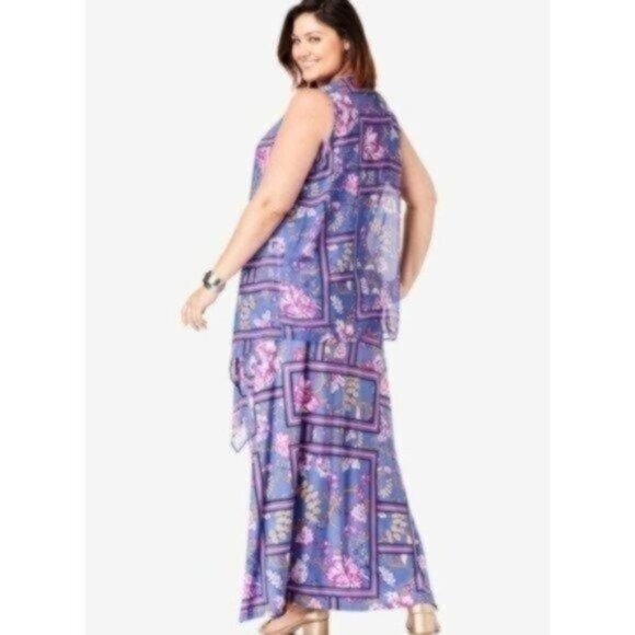 NWOT Jessica London Travel Maxi Dress & Vest Set - Size 12W - Picture 2 of 3